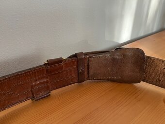 Starý kožený hasičský pásek, délka 110 cm - 4