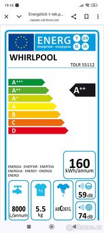 Pračka Whirlpool s vrchním plněním A++ - 4