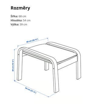 POÄNG podnožka IKEA bíl. moř. dub. dýha/Glose krémová - 4