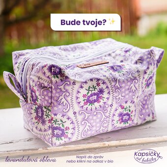 💜 Prošívaná bavlněná kapsička – Levandulová obleva - 4