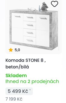 Komoda STONE - beton/bílá - 4