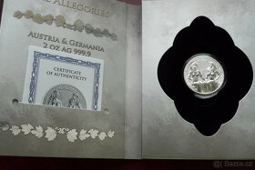 2 oz stříbrná mince The Allegories 2019 Austria & Germania - 4