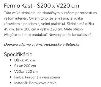 TV komoda - Rene Houtman 220x45x200 cm z borovicového dřeva - 4