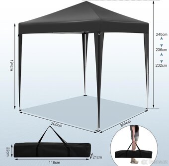 WOLTU skládací pavilon 2 x 2 m, se 4 bočními stěnam - 4