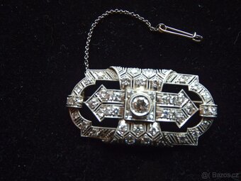 Prodám starožitnou zlatou brož s diamanty Art-Deco. - 4