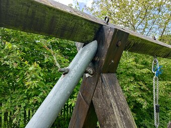 Houpačka pro 2 děti, dřevěná konstrukce - 4