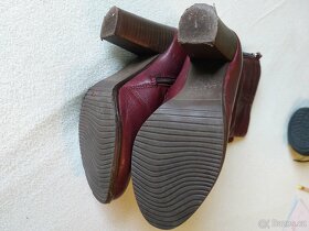 Vínově červené přechodové podzimní kožené kozačky vel. 36 - 4