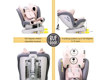 Otočná autosedačka TWT Plus ISIZE BUF BOOF Pink - 4