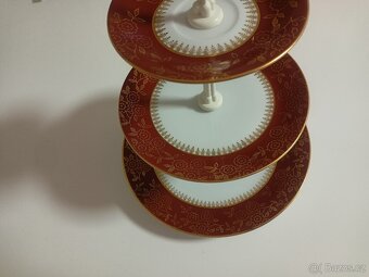 Nový Servírovací tác tří patrový - vínovo zlatý - 4