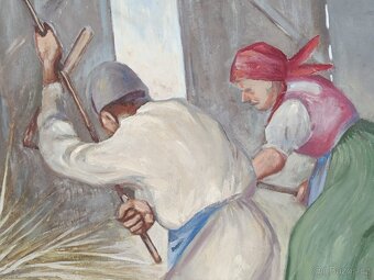 Obraz Jan Mlýnek, Mlátička, olej na desce 50x50 - 4