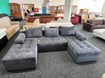 Sedací souprava tvaru U šedá - rozkládací - NEPOUŽITÁ - 4