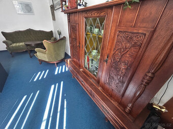 Starožitná masivní dubová skříň / kredenc - 4