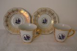 KARLOVARSKÝ PORCELÁN - 2 hrnečky s podšálky značeno - 4
