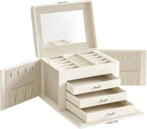 Nová uzamykatelná 4-patrová šperkovnice/kufřík na šperky - 4