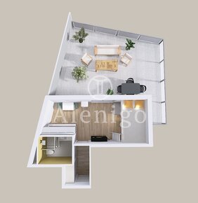 Prodej luxusního bytu 1+kk/T, 31 m2/terasa 56 m2, Praha 2 -  - 4