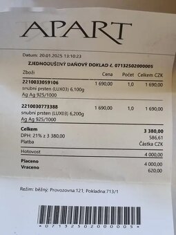 Stříbrné 925/100, snubní prsteny Apart, nenošené. - 4