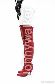 Vysoké kožené kozačky nad kolena pravá kůže EU 38 Pleaser - 4