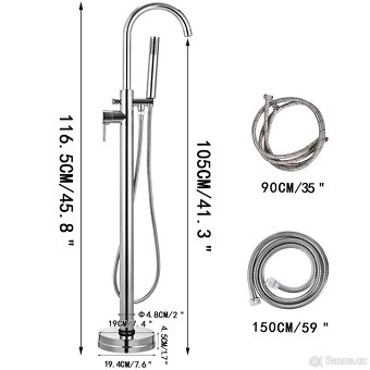 Volně stojící vanová baterie 116 cm - 4