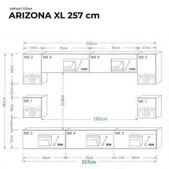 Prodám obývací stěnu ARIZONA – černý lesk / dekor dřeva - 4