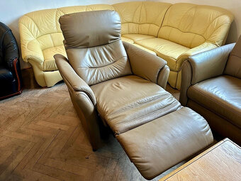 729 Kožená sedací souprava sedačka 3+1+1 s el. polohováním - 4