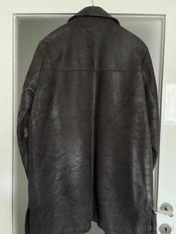 Dámský hnědý kožený kabát Retro - 4