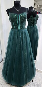 NOVÉ plesové šaty LAHVOVĚ ZELENÉ - 4