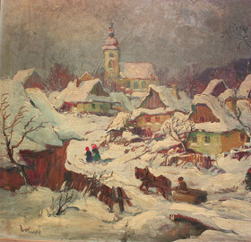 Ludvík (Ludva) Dobeš, olej na desce, XXL s rámem 76 x 94,5 - 4