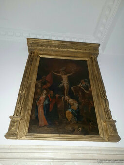 Ukřižování Krista, obraz starých mistrů, olej na plátně, 17. - 4