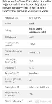 Subwoofer Gladen RS 12VB Dual - 4