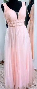 L-XL NOVÉ TŘPYTIVÉ plesové šaty LOSOSOVÉ - 4