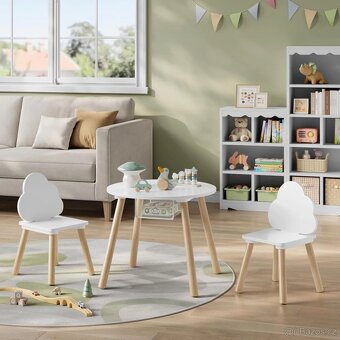 Dětský stůl a židle WOLTU,bílá sada nábytku do herny - 4