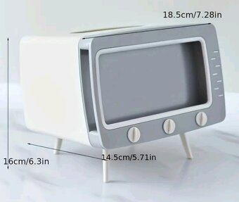 Šedý držák na mobil a ubrousky ve tvaru TV - 4