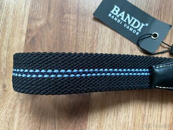 Nový pánský pružný opasek Bandi -L/XL, černý s modrými pruhy - 4