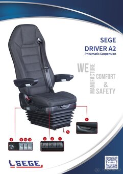 Sedadla řidiče - NOVÁ do autobusu - pneumatické odpružení - 4