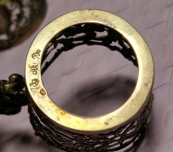 Starožitné stříbrné držáky na malé sklenky / frťany – Ag 800 - 4