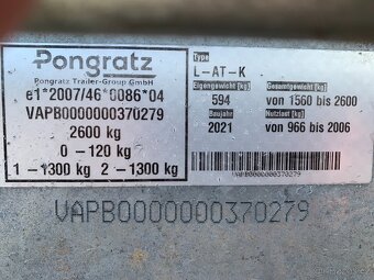 Predám prívesný vozík Pongratz 2600kg - 4