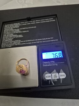 Starozitny prsten drahokam 18k - 4