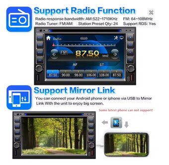 2 DIN autoradio dotykový display, nové , rozbaleno - 4
