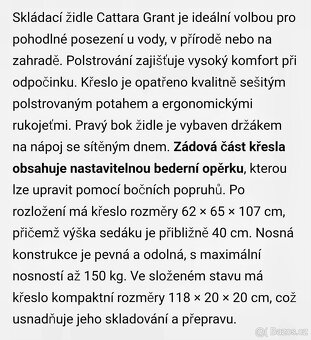 Židle Cattara GRANT kempingová skládací - 4