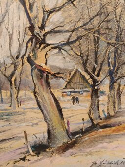 Obraz Jaroslav Frohlich, Staré ořechy 1972, olej 63x69 - 4