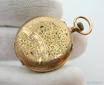 14K ZLATÉ KAPESNÍ HODINKY - JEPTIŠKY BREVET - FUNKČNÍ - 4