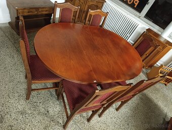 Rustikální jídelní set, stůl, 6 židlí, masív - 4