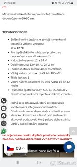 Střešní nezávislá klimatizace ResfriAr 12 a 24 V - 4