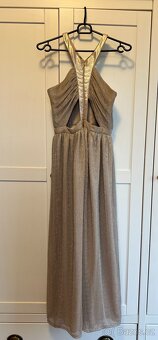 Zlaté třpitivé plesové šaty vel. XS - 4