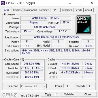 AMD AthlonII X4 635 4x2.9Ghz 4jádro s.AM3/AM2+ heatpipe chl. - 4