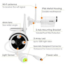 DVR system ZOSI, WiFi, PoE, LAN, IR přísvit, IP66 - 4