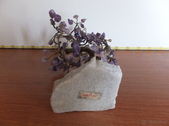 Větší stromeček štěstí s bohatými kameny Ametyst . - 4