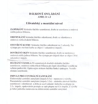 Univerzální centrální zamykání do aut | AM01-11 v.2 celá sad - 4