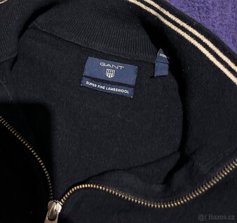 GANT NAVY VLNĚNÝ SLIM PÁNSKÝ SVETR L(L-XL) - 4
