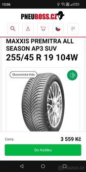 255/45 R19 XL Nové Maxxis Celoroční - 4